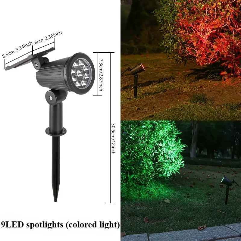 projecteur solaire led 9lumieres réglable moderne jardin étanche noir abs