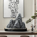 ornements résine bleu doré relief rocher artisanal moderne sculpture base noire dorée