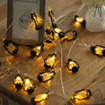 guirlande lumineuse led 10 ampoules lanternes vintage 1.5m ambre noir fil transparent