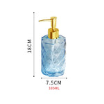 distributeur savon liquide bleu clair rayures verticales moderne élégant support mural gris foncé motif