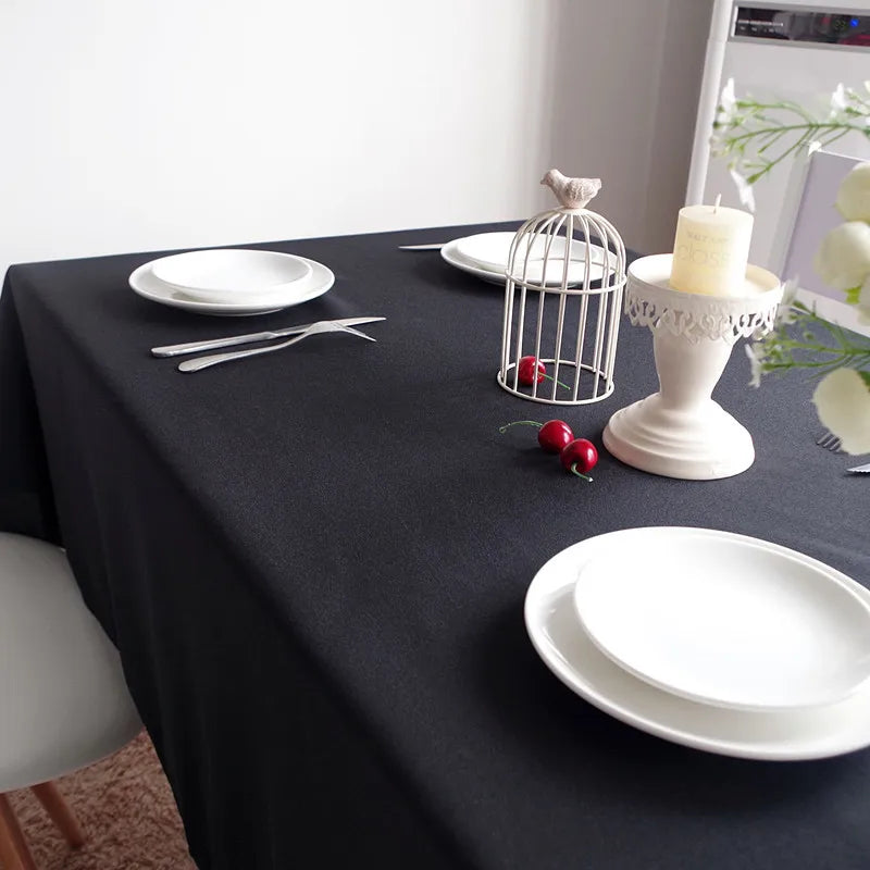 nappe noire solide polyester imperméable table banquets fêtes mariage uni moderne