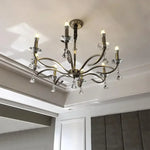 lustre pendentif nickel cristaux transparents classique baroque salon restaurant
