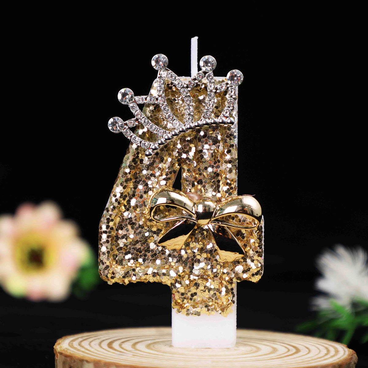 bougies numérotées pailletées dorées argentées anniversaire festives couronnes rubans clips decoration gâteau fête mariage