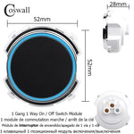 interrupteur tactile mural moderne 86mm noir bleu clair finition brillante