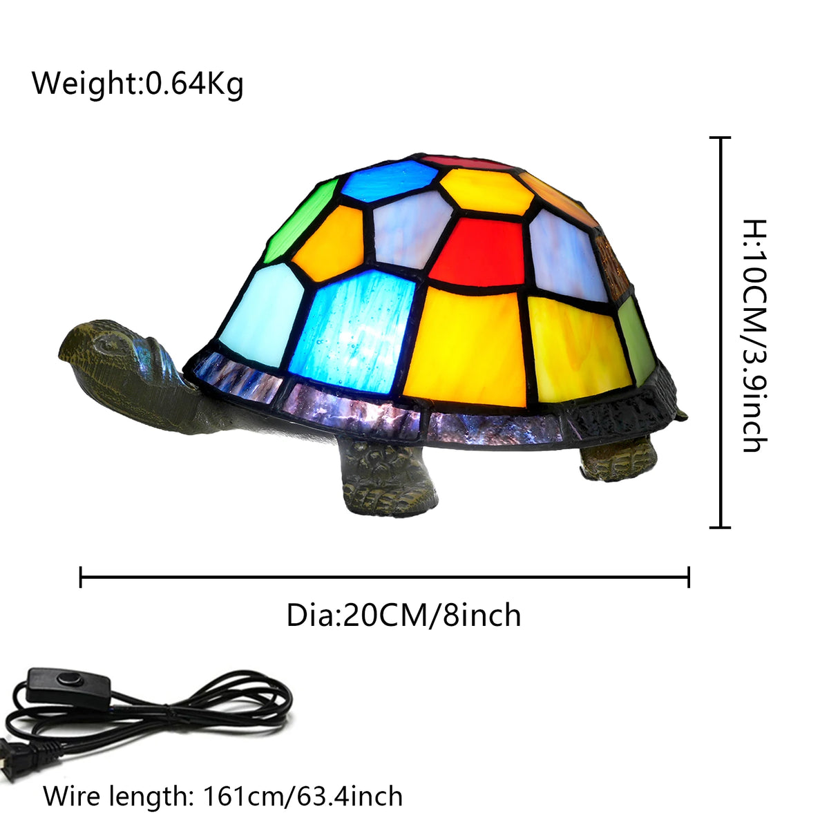 lampe poser tortue verre coloré multicolore art deco chambre enfant