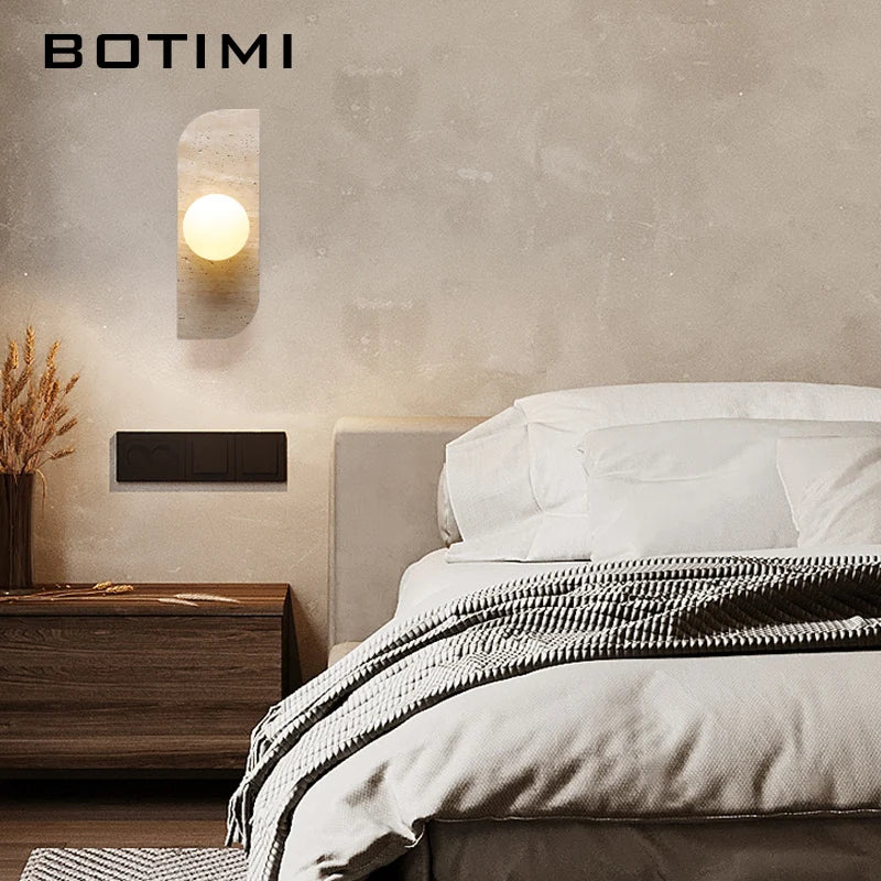 applique murale led moderne minimaliste japonais éclairage quotidien murale texture pierreOpaque globe luminaire