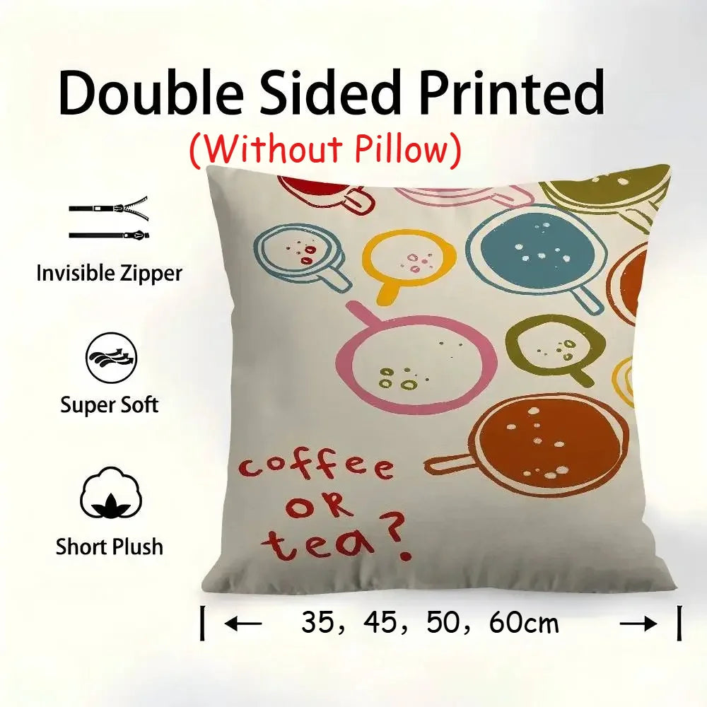 coussin carré imprimé chat noir blanc moderne 100% polyester 45x45cm amovible lavable