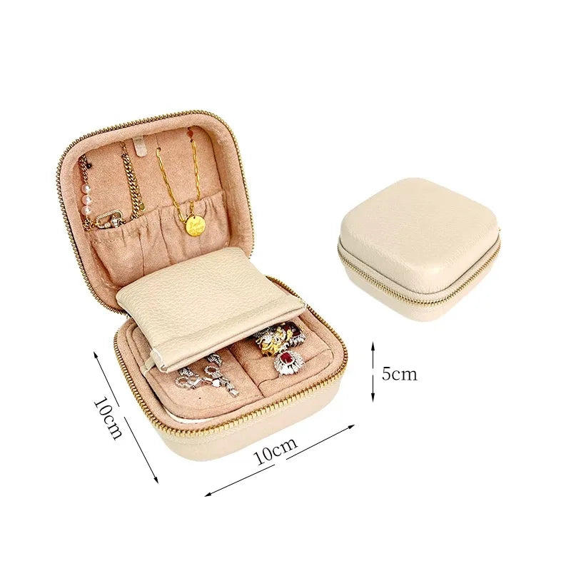 boîte bijoux simili cuir vert foncé compartiments pochette intérieure fermeture glissière classique organiser bijoux