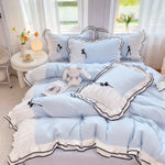 ensemble literie bleu clair papillons broderie doux romantique 135x200cm 150x200cm 168x229cm 180x210cm 200x200cm 200x230cm