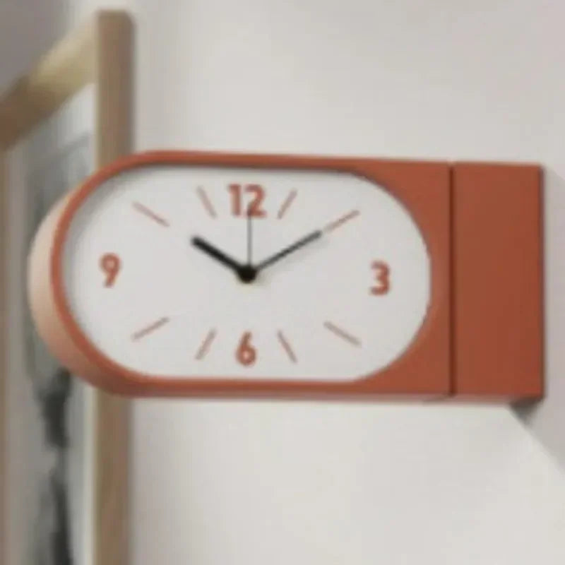 horloge murale moderne minimaliste vert orange noir cadran aiguilles simple salon decoration