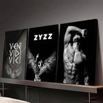 affiches homme musclé ailes zyzz veni vidi vici noir blanc moderne minimaliste papier cadre