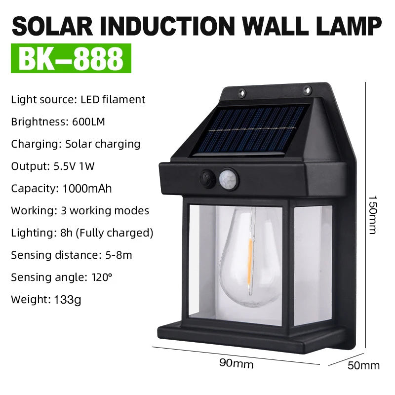 lampe solaire murale moderne noire capteur mouvement panneau solaire led étanche ip65
