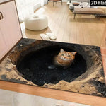 tapis décoratif moderne 3d effet chute sirène bois chat noir bleu vert
