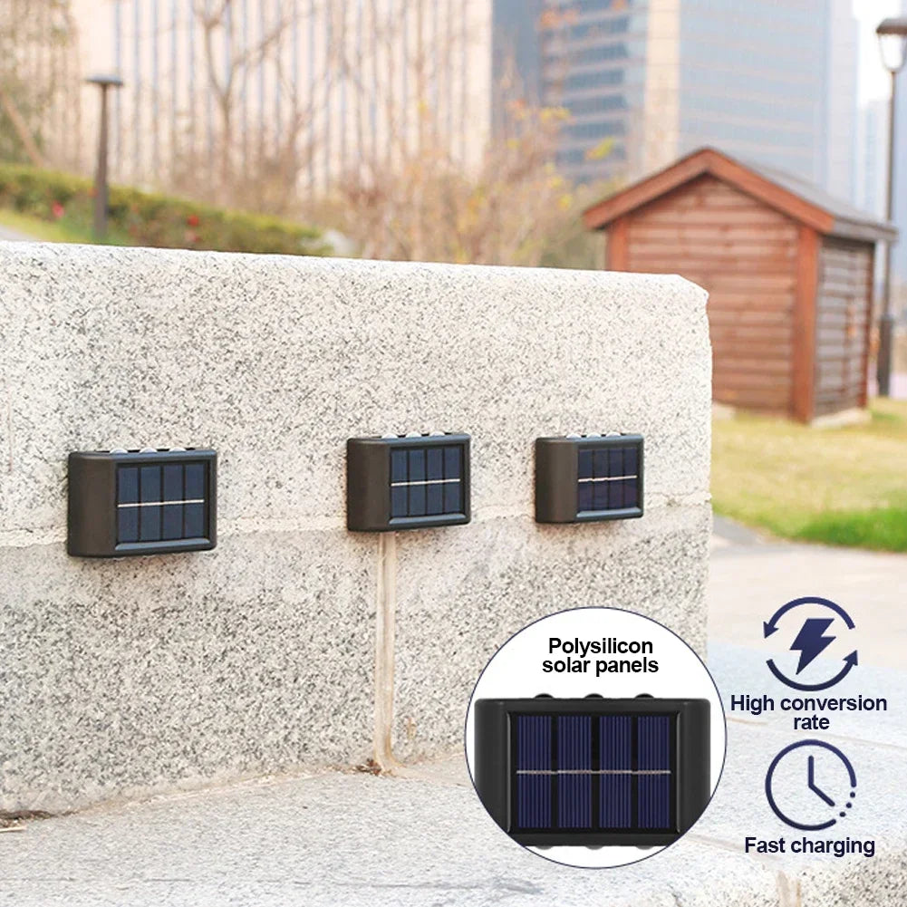 lampe solaire murale moderne ip65 led rechargeable extérieure panneau solaire texturé noir minimaliste