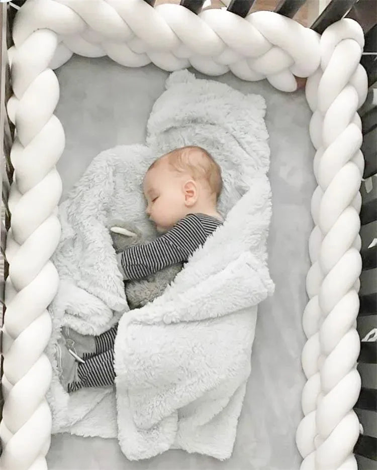 coussin lit bébé violet rose blanc gris coton tissé braid moderne doux 1m 2m