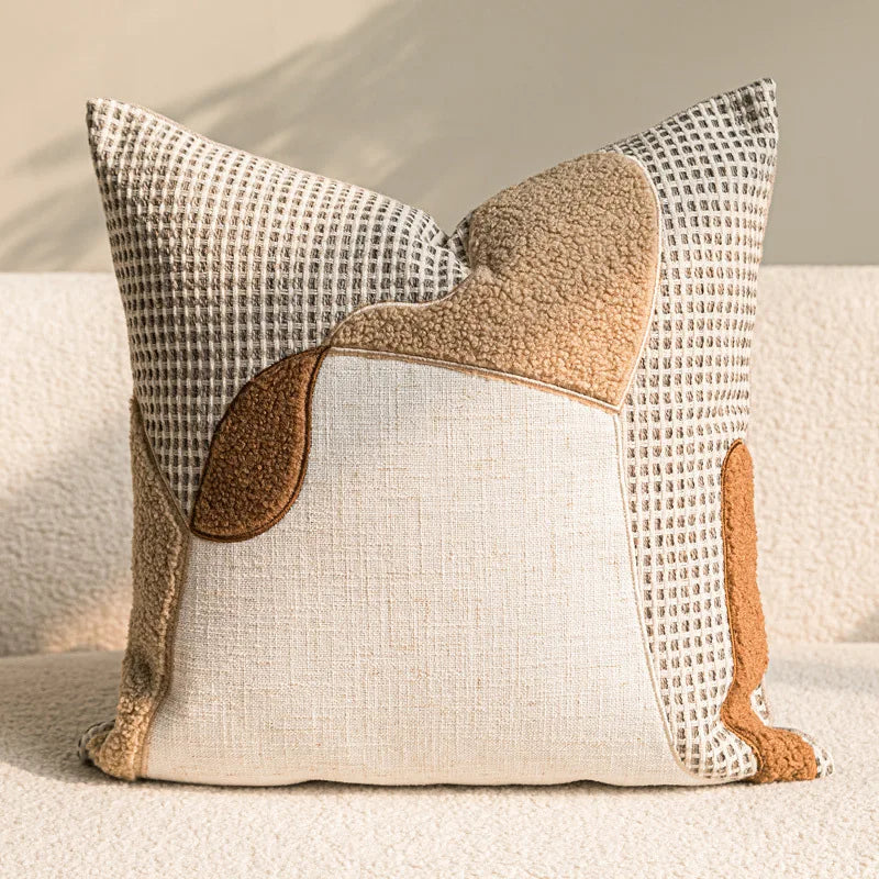 taies d'oreiller géométriques polyester doux moderne beige blanc maison hospitalière