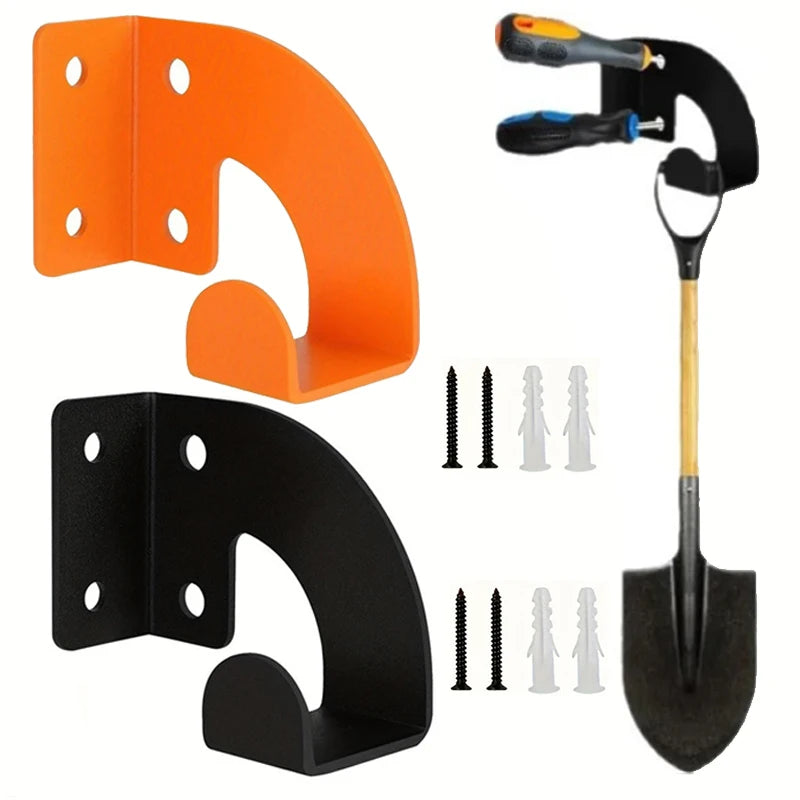 support murailles outils acier robuste jardin scie sécateur pelle orange noir perforations utilitaire