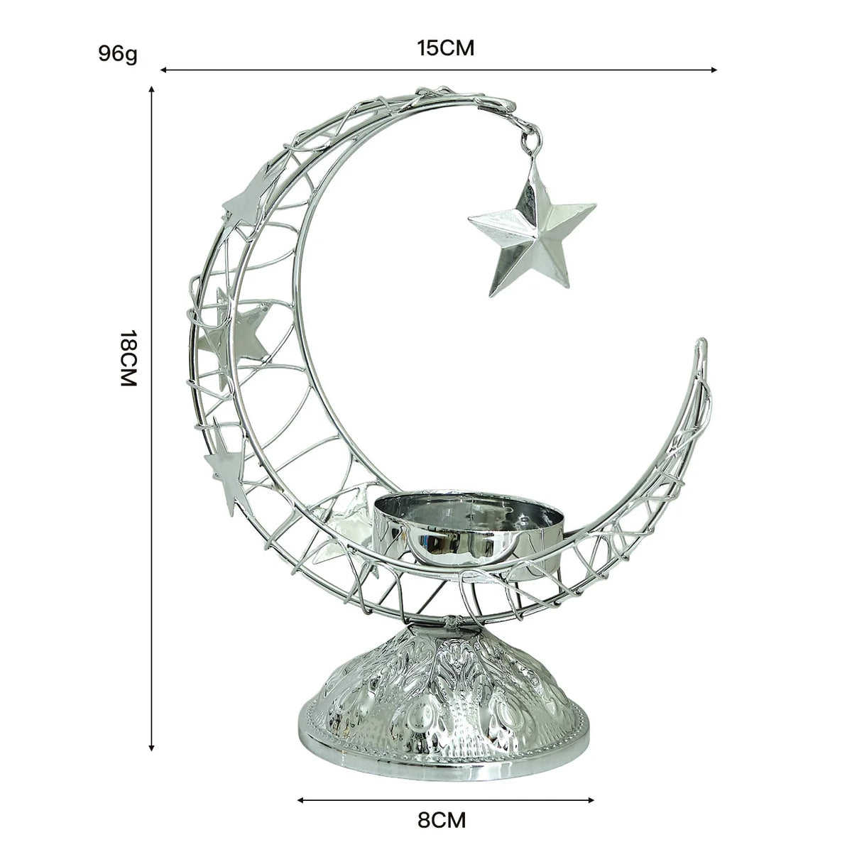 support bougie forme croissant lune argent doré noir ornements ajourés motifs géométriques artisanal décoration