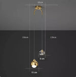 Suspension lumineuse moderne or blanc sphères translucides tiges métalliques minimaliste chambre salon