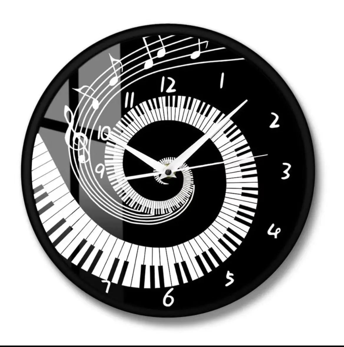 horloge murale numérique minimaliste moderne noire blanche chiffres relief effets découpe cadran lisse fixée