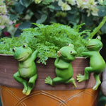 figurine grenouille verte résine décorative cartoon adhésif intérieur extérieur ornement jardin moderne
