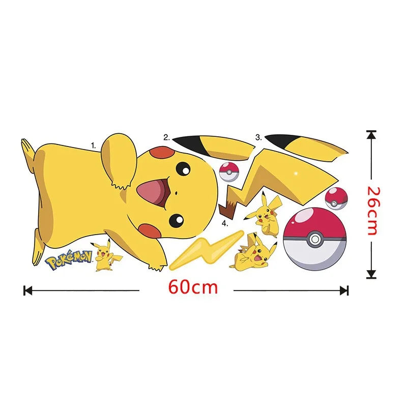 autocollants muraux pikachu anime chambre enfant décoration jardin stickers pvc bricolage opaque cartoon pokémon