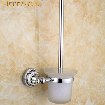 porte brosse toilette argenté base florale murale vis classique moderne élégant