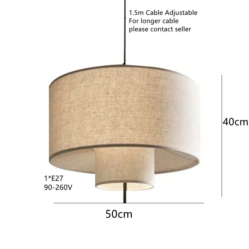 lampe suspendue tissu fini moderne beige clair salon chambre restaurant lumière