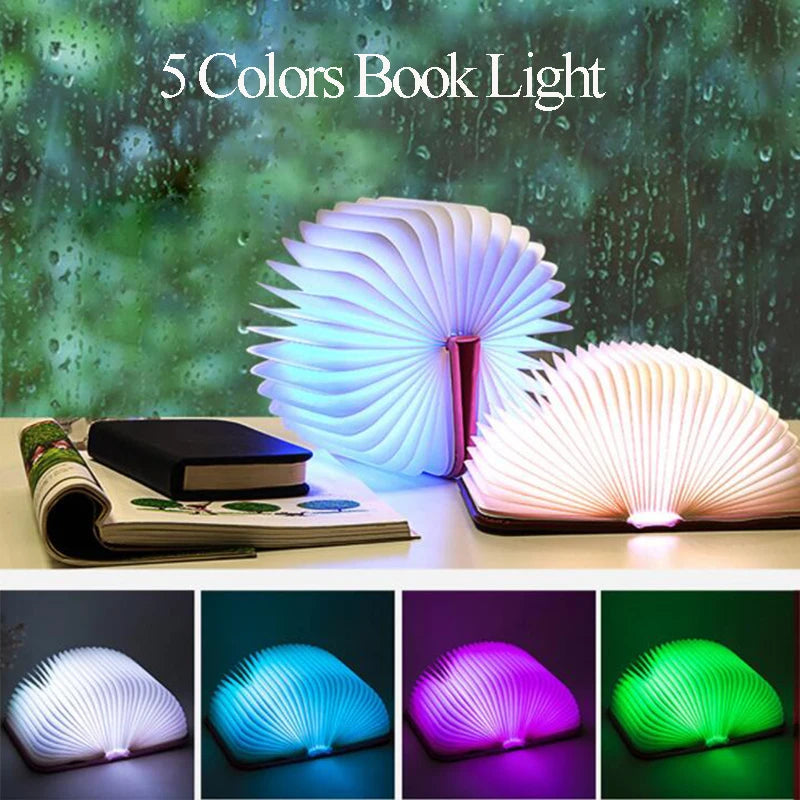 lampe led livre lumineux bois rechargeable enfants pliable anniversaire vacances nocturne atmosphère