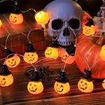 guirlande lumineuse halloween citrouilles souriant chapeaux noirs orange led piles chambre salon