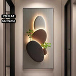 tableau mural moderne abstract pierres sculptées végétation gris beige vert minimaliste sans cadre toile
