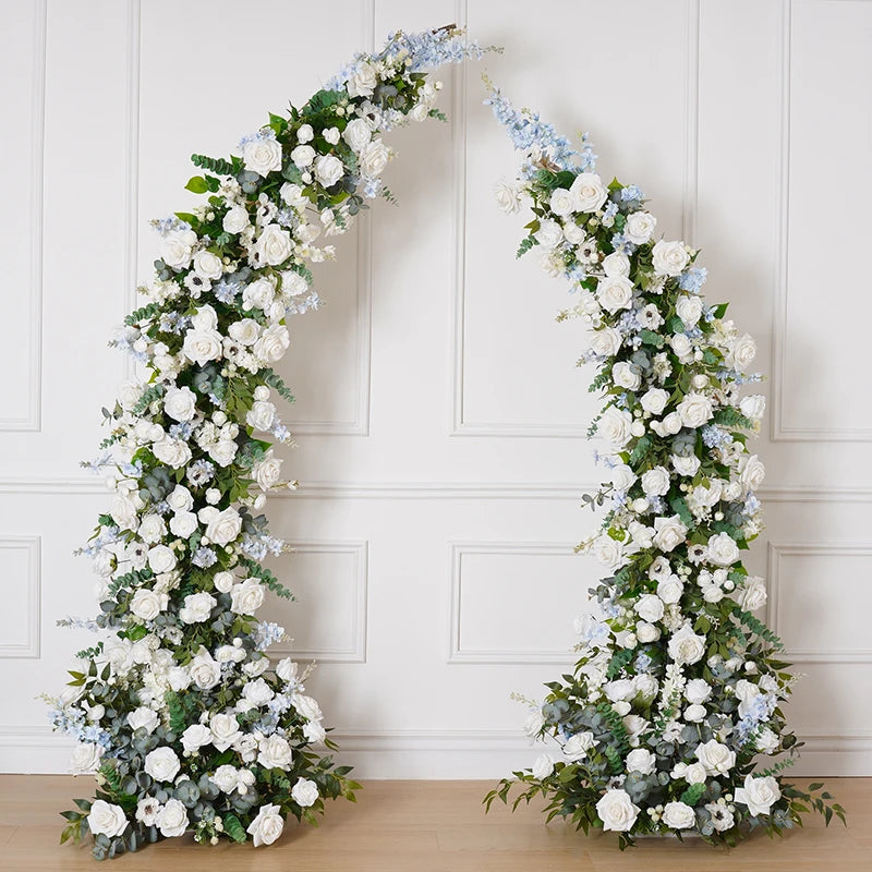 arche decorative fleurs artificielles blanc feuillage vert decoration mariage anniversaire exterieur classique eventos partys