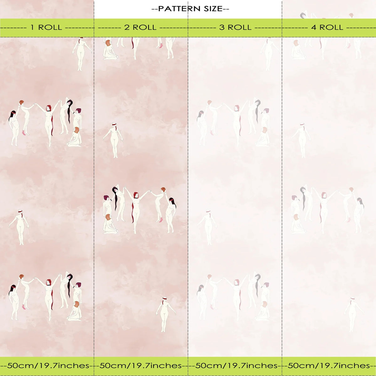 papier peint moderne rose clair figures humaines abstrait adhésif résistant humidité 50x300cm salon chambreétude