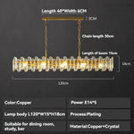 lampe suspendue cristal or moderne élégante chaînes brillants transparents chambre restaurant cuisine