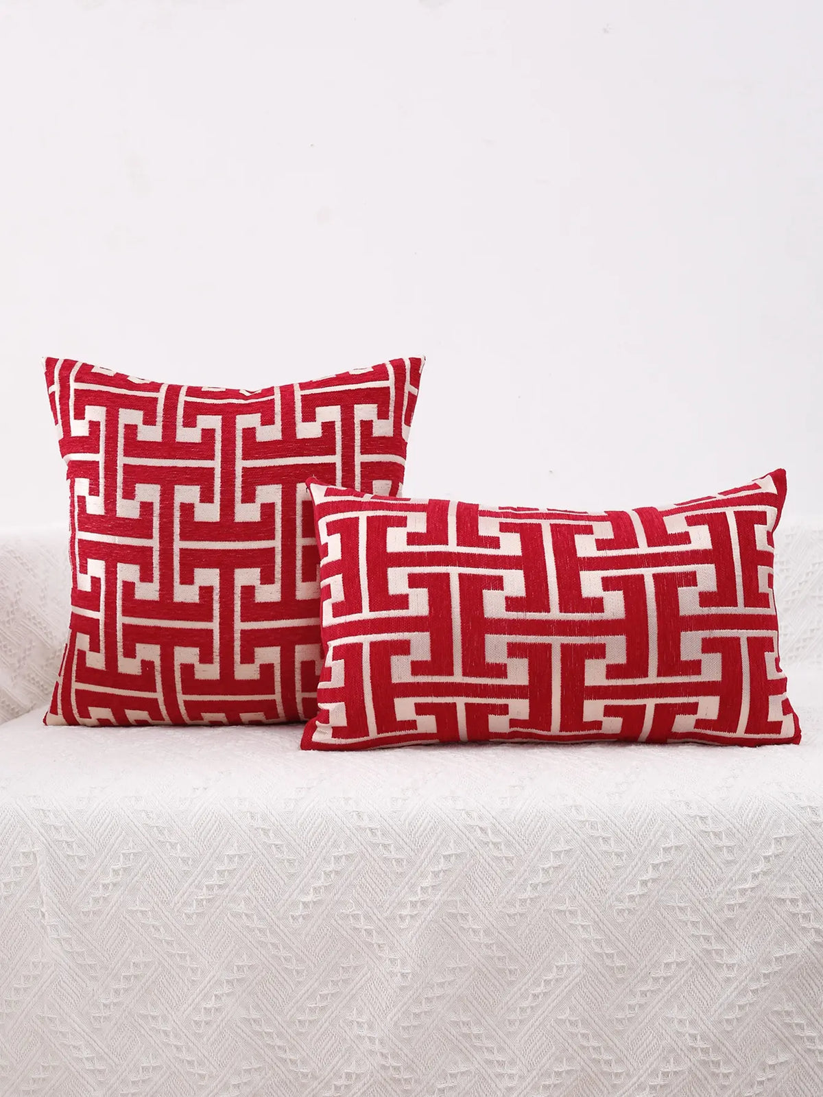 housse coussin brodée motif géométrique moderne polyester coton beige 50cm 50cm chambre quotidien