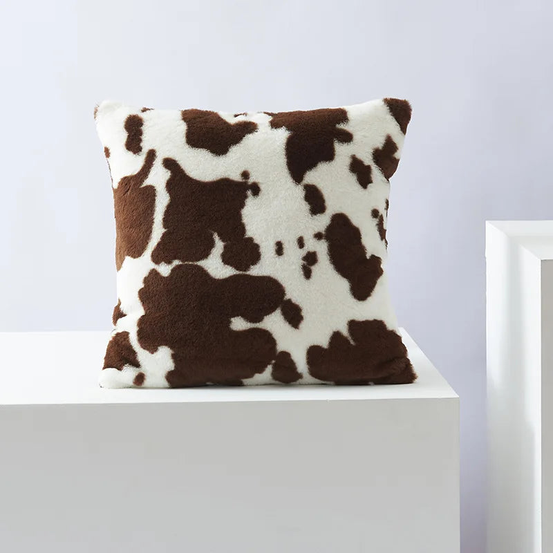 taies d'oreiller jacquard imprimées motif tacheté moderne 100% polyester non toxique noir blanc marronclair