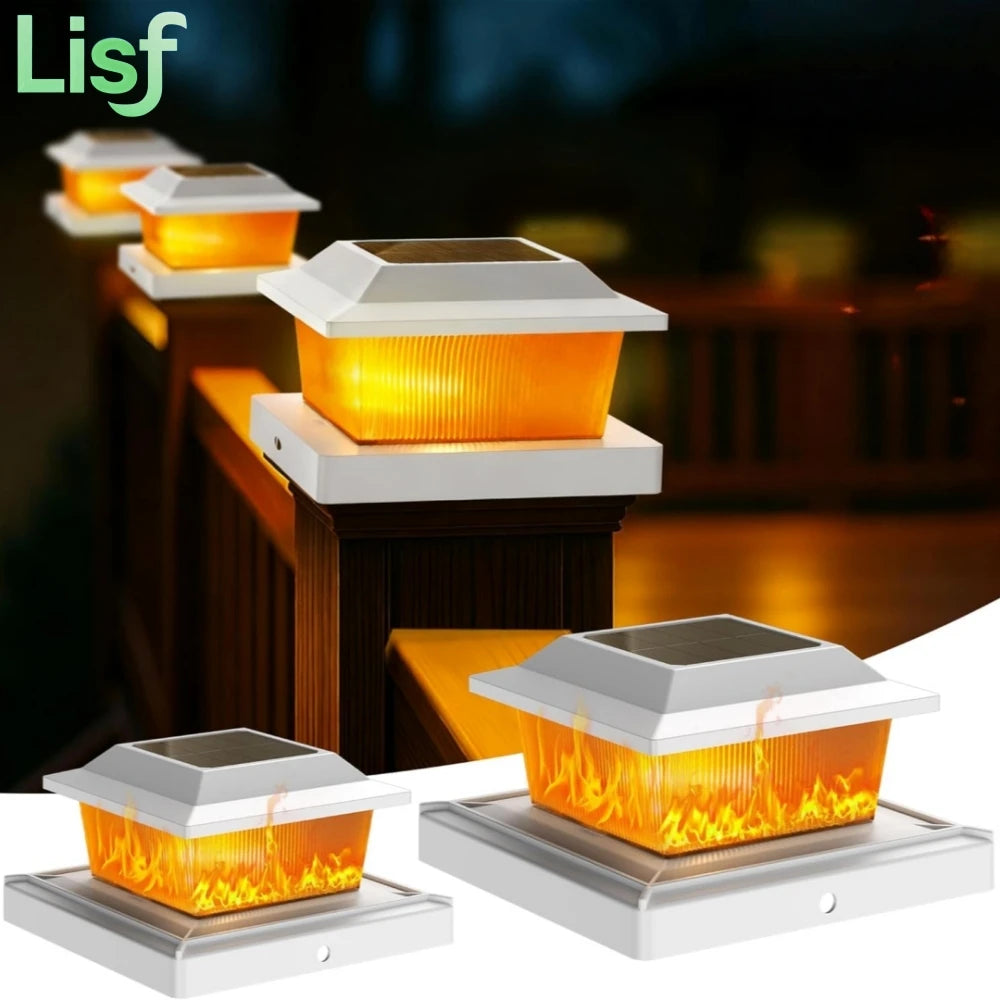 lampe solaire décorative flamme vacillante ip65 led blanc orange moderne minimalisteextérieur patio jardin fixations