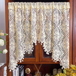 rideau voilage dentelle floral bohème transparent franges pompons entrée salon