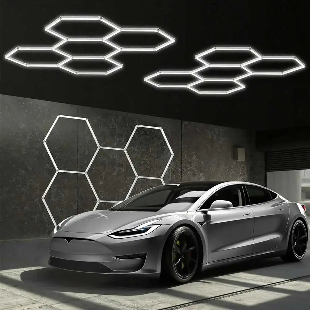 lampe led hexagonnelle blanc froide moderne garage atelier 6500k 180deg 50000h