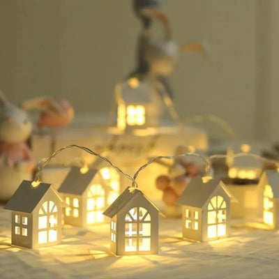 Guirlande lumineuse en bois à piles de 1,5 m avec 10 LED allumées dans une chambre