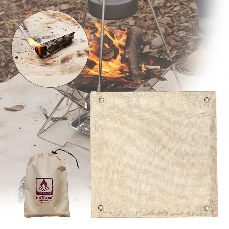 protège feu camp toiles coton sac rangement beige portable robuste sortie