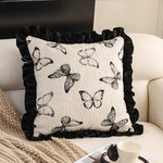 coussin décoratif moderne motif floral blanc nordique polyester jacquard adhésif