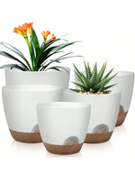pots fleurs auto arrosants blanc brun minimaliste corde lisse opaques différentes tailles