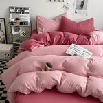 parure lit ensemble housse couette double deux taies d'oreiller coton moderne