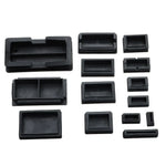 cache pieds noir adhésifs pratique rectangle haute qualité plastique 100x50mm 80x40mm 60x30mm 38x25mm 30x20mm