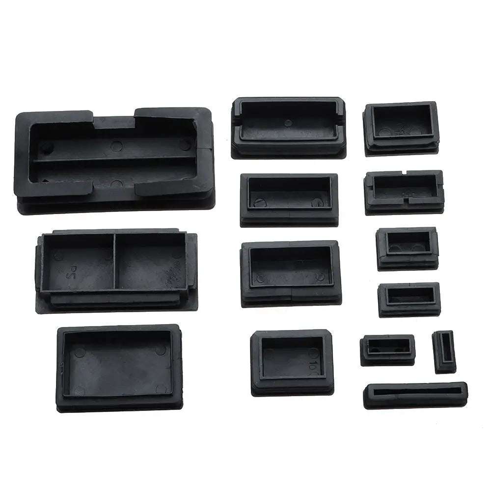 cache pieds noir adhésifs pratique rectangle haute qualité plastique 100x50mm 80x40mm 60x30mm 38x25mm 30x20mm