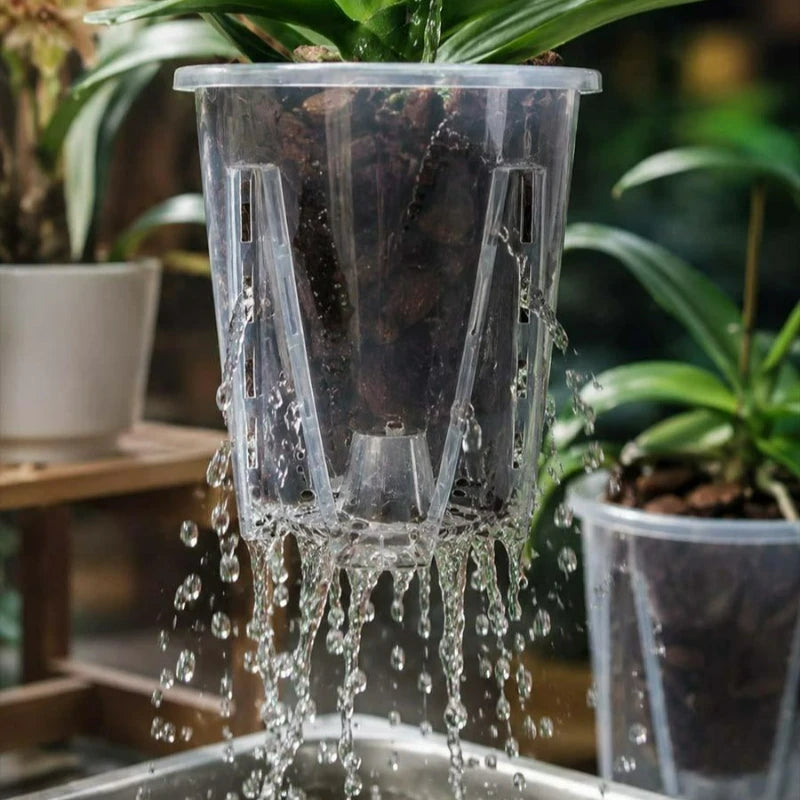 pot plante transparent moderne grille drainage taille moyenne large extra large