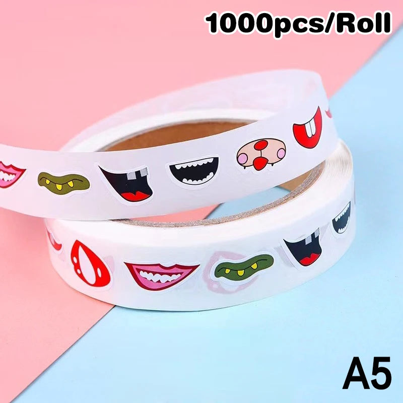 sticker multicolore yeux lèvres sourires adhésif décoration artisanal fête maison fournitures scolaires