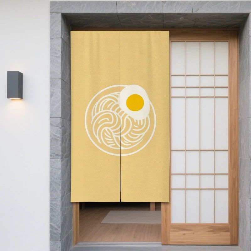 rideau porte moderne minimaliste jaune clair oeuf blanc polyester durable waschbar manageable chambre cuisine