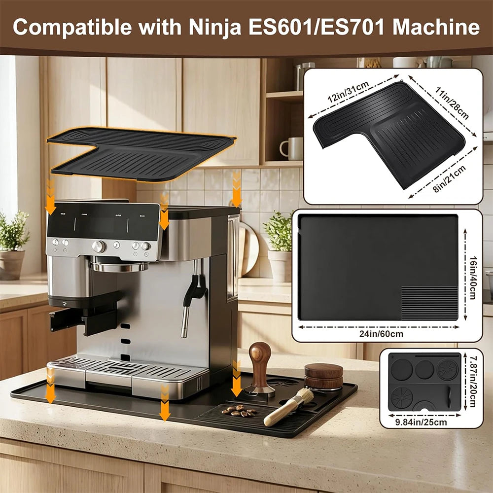 tapis silicone antidérapant protection machine expresso moderne tamping gobelet argenté noir